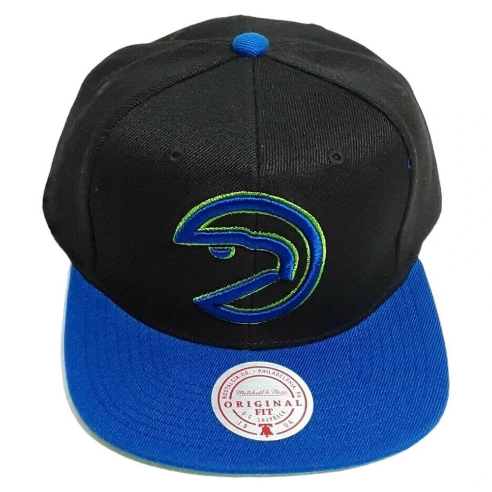 Mitchell & Ness Atlanta Hawks Reload 2.0 Snapback Cap Hat Black/Blue/Lime